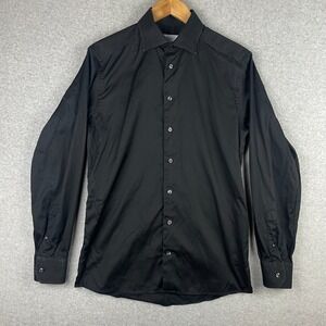 Eton Shirt Men 15.75 x‎ 40 Black Slim Long Sleeve Dress Business Twill Office